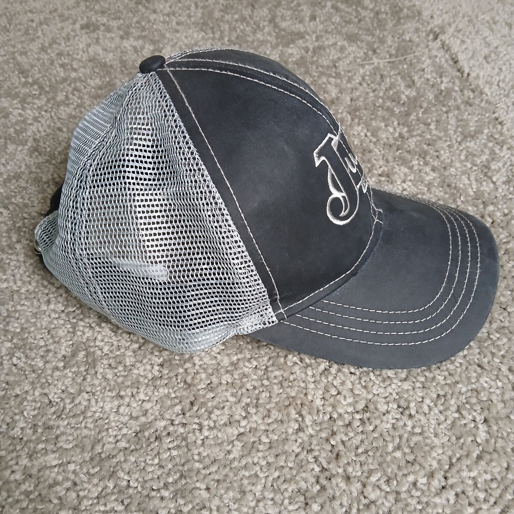 Justin Boots Trucker Hat Gray Mesh Back Adjustable Snapback Baseball Cap - Picture 3 of 9